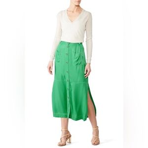 See by Chloe Green Button Front Side Slit Utility Midi Skirt Women's Size FR 40